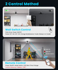 Diagram showing control methods for Motion Sensor Garage Light With Remote And Dual Wall Switch, 200W 20000LM Deformable LED.