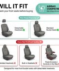 Image showing seat compatibility for Premium 3D Air Mesh Front Seat Covers Set for Cars, Trucks, and SUVs, Airbag Compatible.
