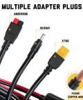 MC4 Solar Panel To Power Station Adapter Cable With Three Branch Leads For XT60, Anderson, And DC5521 Connectors, 14AWG