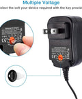Universal AC Adapter With Do It All Voltage Options 3V 4.5V 5V 6V 7.5V 9V 12V 12W 1000mA showing voltage selector and plug