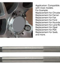 Kick It Up A Notch With These Heavy Duty Two Piece Wheel Hanger Alignment Pins For Car Tire Repair, Universal M14x1.5 aluminum alignment pins displayed with a hand tightening wheel nut.
