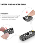 Badass Low Profile NATO Rail Quick Release Safety Mount Fifty Millimeter Long Camera Cage Accessory With Standard Thumbscrews showing safety pins for secure attachment.