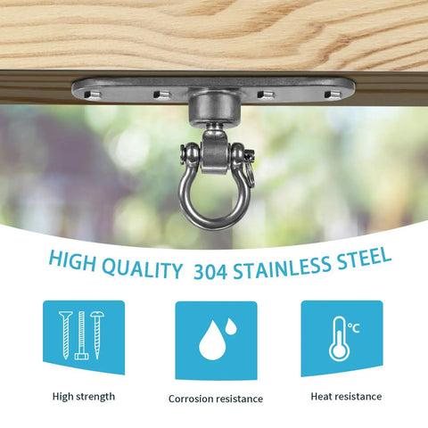 Beefy Heavy Duty Swing Hanger With 180 And 360 Degree Bearings for indoor outdoor swings, 304 stainless steel, mounted on wood