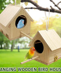 Pack Of 2 Natural Wood Hanging Bird Houses For Outdoors DIY Patio Garden Decor Nest Boxes Ideal For Robins Budgies Sparrows