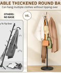 Heavy Duty Freestanding Coat Rack With Solid Wood Base And Metal Coat Tree 6 Hook Hanger Stand comparison with no base