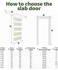 Diagram showing dimensions for Heavy Duty Sliding Frosted Glass Barn Door With Five Panel Design And Full Roller Track Hardware.
