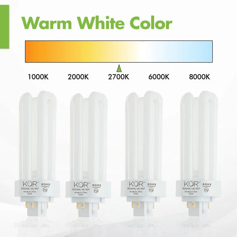 Ultra Efficient 26W CFL Plug In Bulb With GX24Q3 Base 2700K Warm White Triple Tube 4 Pin 1800 Lumens Replaces Sylvania 20879