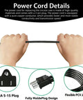 Hands holding heavy duty circular saw power cord replacement part 95104L with NEMA 5-15 plug and flexible PVC jacket.