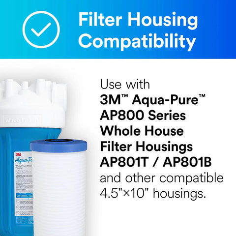 Easy Swap Whole House Water Filter Replacement AP810 For Aqua-Pure AP801 Series shown with compatible housing