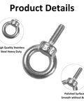 12 Pack M3 Stainless Steel Eye Bolts For Lifting, Heavy Duty Ring Shaped Eye Bolts, 7mm Inner Diameter, polished surface