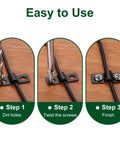 Steps showing installation of 100 Pack U Shaped Pipe Clamps 3mm Diameter 2 Hole Strap Brackets for Conduit Cables and Wires