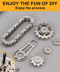 Two Pack Bicycle Chain Gear Fidget Spinner For Stress Relief And Focus Desk Toy For Kids And Adults Portable Office Or Travel Spinner Durable Metal Chain Gear With Smooth Stainless Bearings For EDC showing dismantled parts.