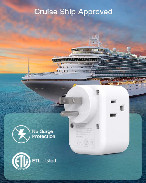 Cruise ship with 6 In 1 Wall Outlet Expander With USB C And USB A 3 AC Outlets Space Saving Power Outlet Box Splitter