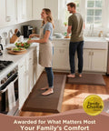 Couple standing on Anti Fatigue Kitchen Mat 0.75 Inch Thick Cushioned 20x39 Inch Waterproof Non Slip Ergonomic Rug in kitchen