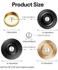 Four metal discs from a 7 Piece Angle Grinder Wood Carving Disc Set For Four Inch Or Four And A Half Inch Grinders With Five Eighth Inch Arbor.