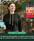 High Potency Vegan B12 Tablets With Folic Acid and B6 For Steady Energy And Brain Boost Fast Dissolving Tabs To Help You Power Through Your Daily Grind And Slam Fatigue Shut 90 Count with a smiling woman holding a yoga mat outdoors.