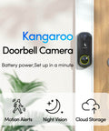 Wireless Doorbell System with Two Doorbells and Two Chimes, Battery Powered, Two Point Four GHz WiFi on door frame