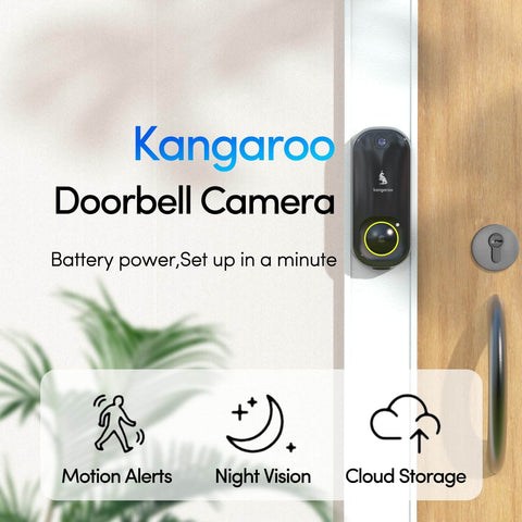Wireless Doorbell System with Two Doorbells and Two Chimes, Battery Powered, Two Point Four GHz WiFi on door frame