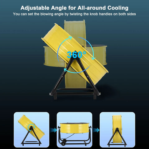 30 Inch Industrial Floor Fan Delivers Beast Mode 14000 CFM High Velocity Drum Shop Fan With 3 Speed Settings, 360 Degree Tilt
