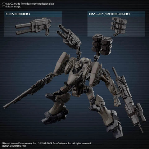 RaD CC-200 Orbiter Nightfall 30MM 1/144 Model Kit For Armored Core VI with detailed weapon attachments display
