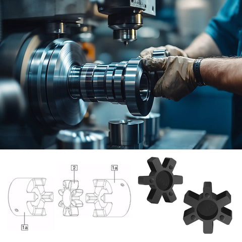 Solid Type Flexible NBR Rubber Spider Center Insert For L Jaw Couplings L110 Fit, Rugged Heavy Duty Vibration Dampening, Durable Black 4 Pack, Precision Machined, Shock Absorb, Ideal For Industrial Equipment. Black L110 jaw coupling spider insert shown with machining diagram