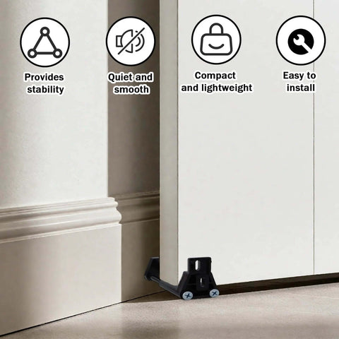Two Pack Sliding Barn Door Floor Guides For Bottom Track Adjustable Roller With Screws And Expansion Tubes Suitable For Home Office And Small Projects Durable ABS Construction Ideal For Indoor Home Renovations And Office Installations installed at door base