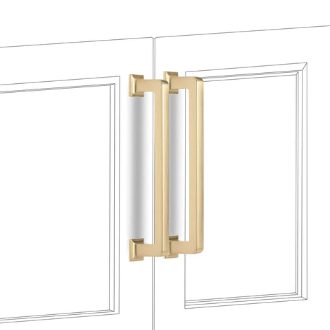 Sweet 10 Pack 5 Inch Brushed Brass Kitchen Cabinet Handles Gold Toned Drawer Pulls Featuring Smooth Edges For Cupboards And Home Cabinetry Upgrades 128mm Easy Mount on cabinet doors.