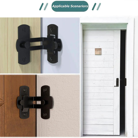 Barn Door Lock With Stainless Steel 90 Degree Right Angle Latch for doors and windows in various applications.