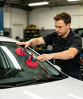 Heavy Duty Glass Vacuum Lifter With Dual Claws For Zero Stress Wall Mounting Tile Handling And Slippery Moves A Professional Game Changer For Tradesmen using suction cups on a car windshield.