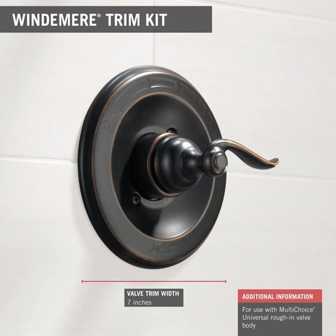 Windemere 14 Series Single Function Shower Valve Trim Kit Chrome Handle Set For Shower Faucet System Valve Not Included