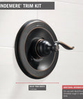 Windemere 14 Series Single Function Shower Trim Kit With Brushed Nickel Handle Set, installed on white tile wall