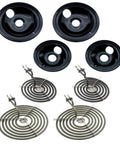 Porcelain Drip Pans And Surface Elements Kit For GE Hotpoint Range Stove Easy Swap In Replacement Includes 6 Inch 1350W And 8 Inch 1765W Elements With 6 Inch And 8 Inch Drip Pans Durable High Quality
