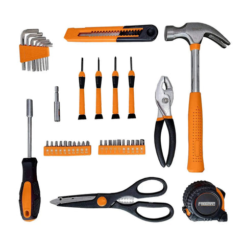 39 Piece Hand Tool Kit With Storage Case For DIY Home Repairs And Projects, Durable Chrome Plated Tools, Includes Hammer