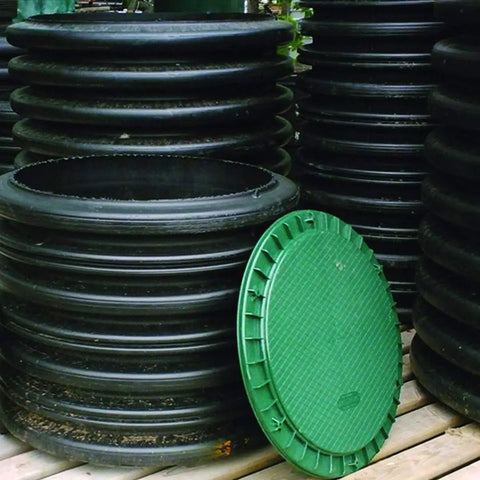 Heavy Duty 18 Inch Corrugated Pipe Cover Lid With Foam Gasket, Skid Resistant Surface, UV Protection, Airtight Watertight Seal, Square Drive Screws For Tamper Prevention, Fits 18 Inch Ribbed Pipe 17.3 Inch ID 20.57 Inch OD