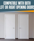 Spring Loaded Self Closing Door Hinges 4 Inch Auto Close Kit With Adjustable Tension Brass on two white doors