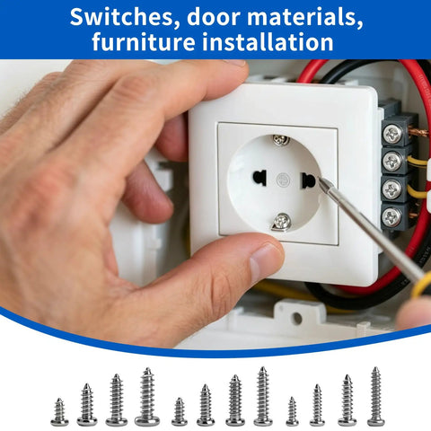 Must-Have All-In-One 1300 Pcs Wood Screws Kit With M2 M2.5 And M3 Self Tapping Phillips Pan Head Screws for DIY installation