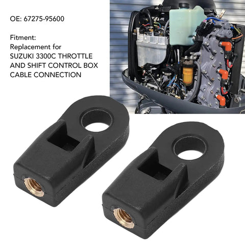 Outboard Control Box Cable End Connector ABS Copper Replacement 2 Pack Durable Marine Grade For Throttle And Shift Control Box Cables Premium Aftermarket Part With Easy Fit Superior Conductivity Reliable Marine Repair Solution, black cable ends and outboard engine part