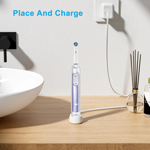 Electric toothbrush on USB Replacement Charger For Electric Toothbrushes, Compatible With Pro 1000 3000 5000 IO Series 3 4 5 6 3757 Inductive Charging Base.