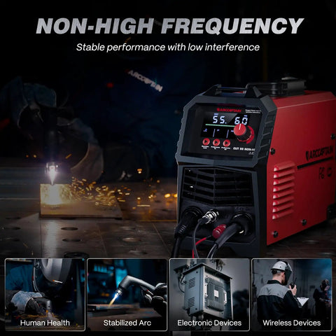 55 Amp Plasma Cutter With Blowback Non HF Pilot Arc For Safe, Solid Cuts, Dual Voltage 110 220V With Large LED Display