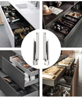Built Like A Tank Six Pair Undermount Drawer Slides With Soft Close Full Extension Heavy Duty Cold Rolled Steel in kitchen cabinets.