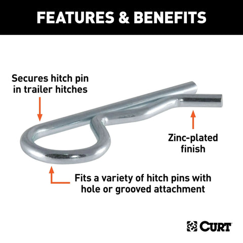 Trailer Hitch Clips For One Half Inch Or Five Eighths Inch Pins Three Pack Clear Zinc Finish Durable Steel Construction