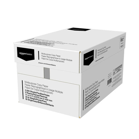 Top Notch Multipurpose Copy Paper 20 Lb 11 X 17 Inches Tabloid Size 5 Full Reams packaging box with product details.