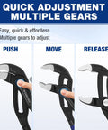 Heavy Duty Water Pump Pliers Set With V Jaw Quick Adjustable Groove Joint Pliers with push lock adjustment feature