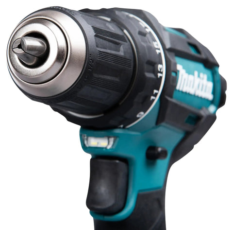 Close-up of Badass Compact 18V Cordless Driver Drill Body Only Equipped With Heavy Duty Metal Gears and Twenty Two Clutch Settings.