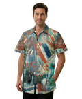 Colorful Art Print Hair Stylist Smock Zip Up Waterproof Repellent Yet Breathable Coat With Front Zip And Three Pockets for salon use.