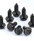 8PCS Stainless Steel License Plate Screws Set Black, Rust Proof And Anti-Rattle Bolts For Most Cars And Trucks, displayed on white