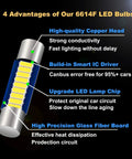 Illustration of Six Pack Festoon LED Bulbs Kit 28mm 29mm 6614F 6641 6612F With 9 SMD 4014 Chips highlighting technology features