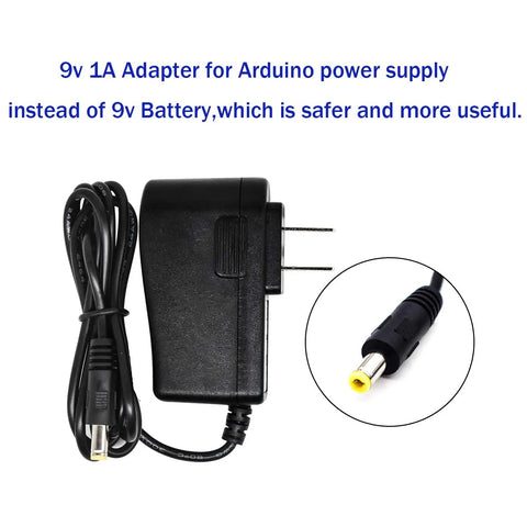 9V 1A Power Adapter for Beginner Friendly Arduino Uno R3 Starter Kit with Tutorial and Controller Board LCD1602 Module