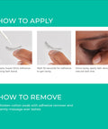 Step-by-step application of 5 Day Extended Wear Strip Lash Adhesive With Brush Applicator for secure lash hold.