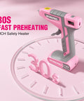Cordless Dual-Temp Hot Glue Gun Kit With 7.2V Rechargeable Battery, Type-C Charge, 30s preheat display